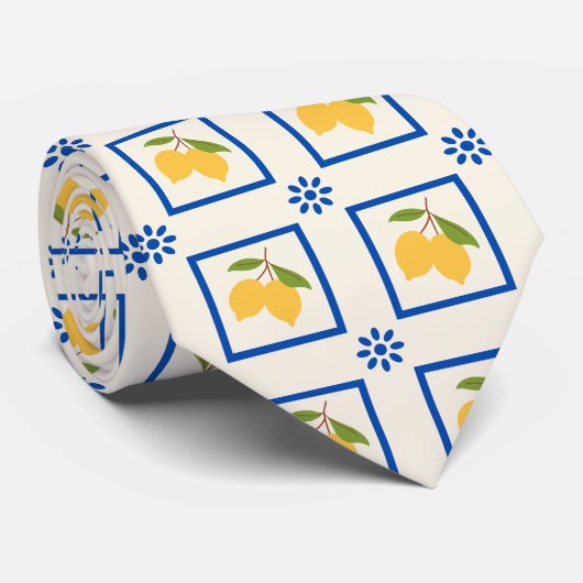 Citrus Citroen Patroon Stropdas (Opgerold)