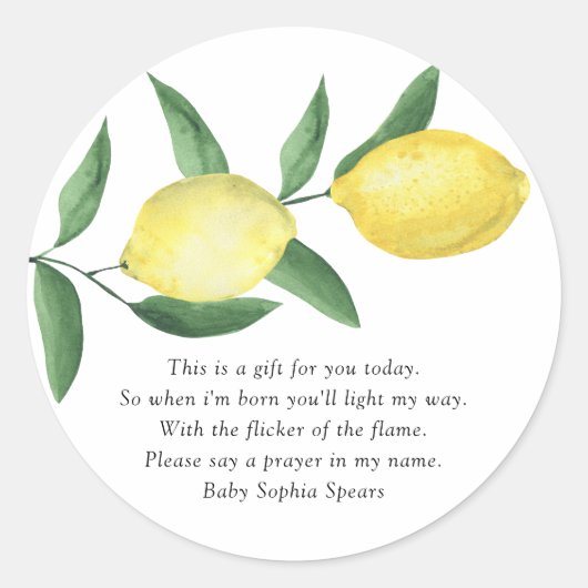 Citrus citroen - Prayer Candle Label (Voorkant)