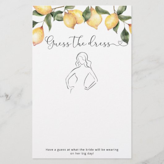 Citrus citroen Raad de jurk vrijgezellenfeest spel (Voorkant)