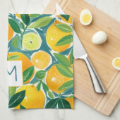 Citrus Citroen Sinaasappel Limoen INITIAAL Artisan Theedoek (Quarter Fold)