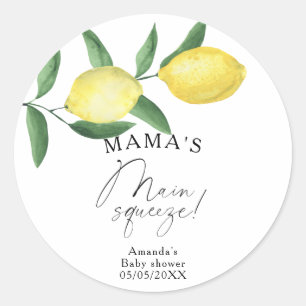 Citrus Citroen - Uitnodiging voor babyborrel met m Ronde Sticker