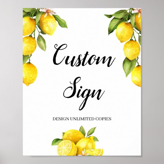 Citrus citroen zomer aangepast bord maak jezelf poster (Voorkant)