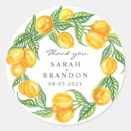 Citrus citroen zomer bruiloft ronde sticker