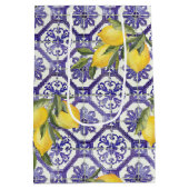 Citrus Citroenblauw Portugees Tegel Mediterraan Medium Cadeauzakje (Achterkant)