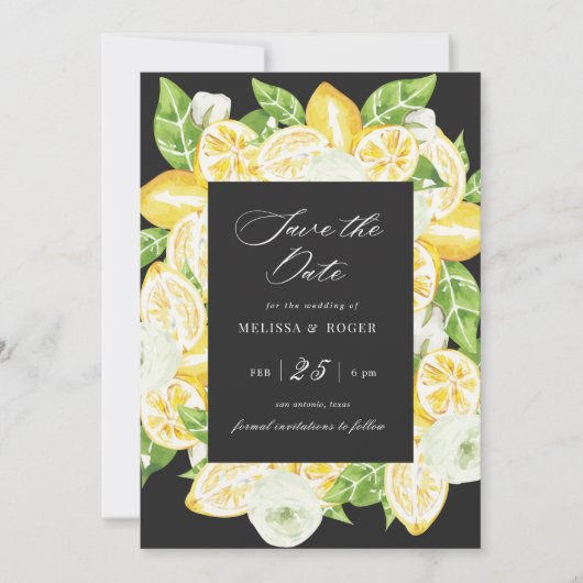 Citrus citroenboom Elegant Save The Date Invitatio (Voorkant)
