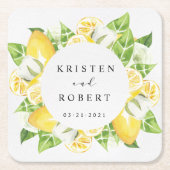 Citrus citroenboom fruit bloemenbruiloft kartonnen onderzetters (Voorkant)