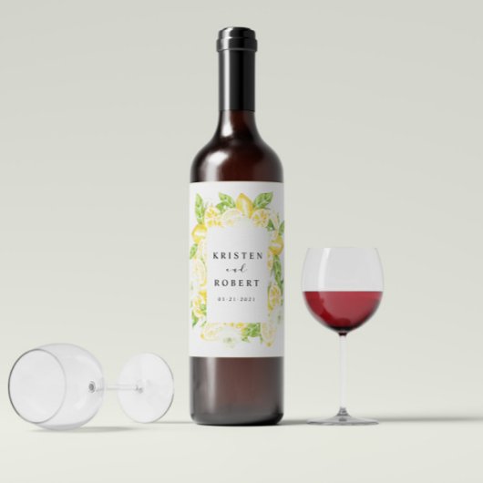 Citrus citroenboom fruit bloemenbruiloft wijn labe wijn etiket