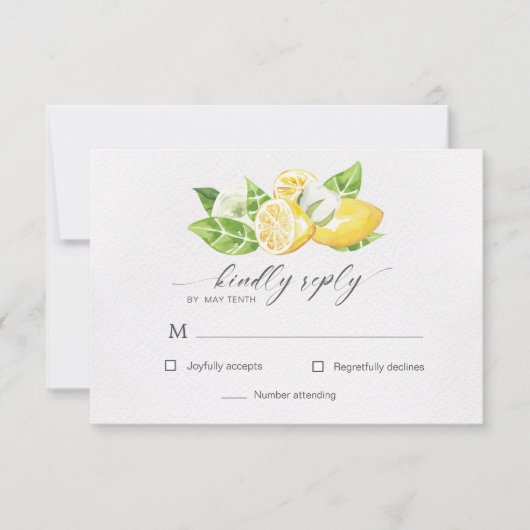 Citrus Citroenboom Trouw RSVP Antwoordkaart (Voorkant)