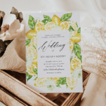 Citrus Citroenboom Witte Bruiloft Uitnodiging