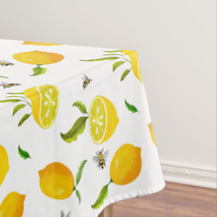 Citrus, citroenen, bijen, zomerpatroon kort  tafelkleed