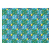 Citrus, citroenen, groen, blauwe tegels, zomerkuns tafelkleed (Voorkant (Horizontaal))