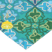 Citrus, citroenen, groen, blauwe tegels, zomerkuns tafelkleed (Gekanteld)