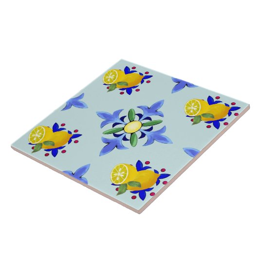 Citrus.citroenen,majolica Tegeltje (Zijkant)