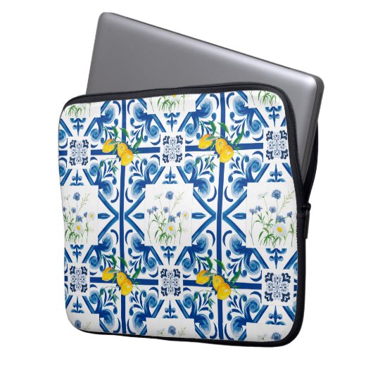 Citrus, citroenen, middellandse zee laptop sleeve (Voorkant Links)