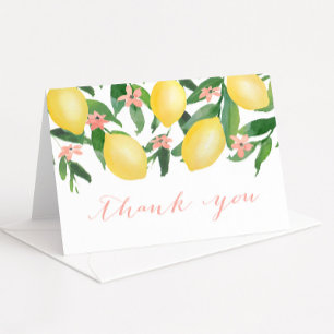Citrus citroenen roze baby shower of bruiloft bedankkaart