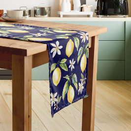 Citrus Citroenfruit Bloemen Botanische Patroon Korte Tafelloper