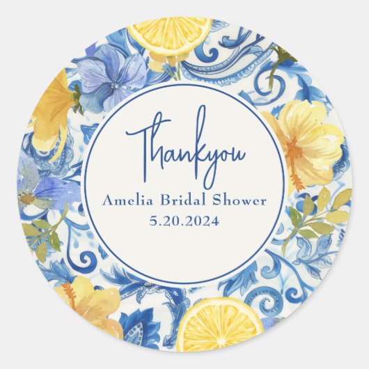 Citrus citroenfruit Hoofdklem bruidsdouche Ronde Sticker (Voorkant)