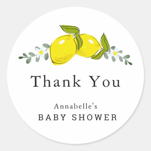 Citrus Citrus Floral Baby shower Dank u Sticker (Voorkant)