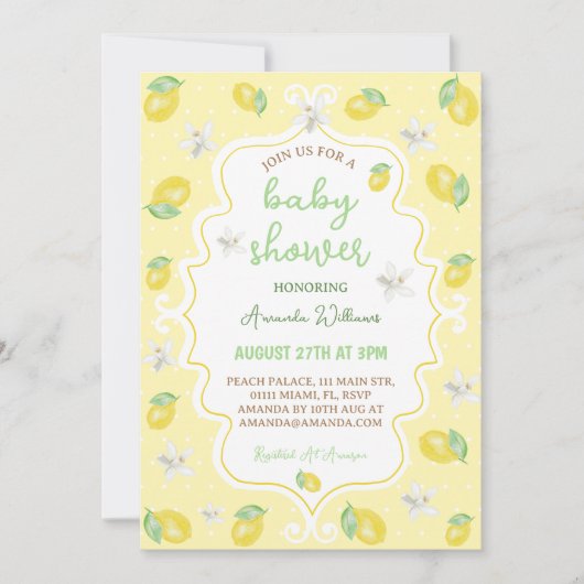 Citrus Citrus Floral Baby shower Kaart (Voorkant)