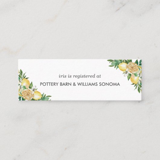Citrus Citrus Floral Bridal Registry Kaart Mini Mini Visitekaartje (Voorkant)