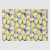 Citrus Citrus Waterverf Blauwe Mediterrane Tegel Tissuepapier (Voorkant)