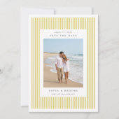 Citrus | Classic Pinstripe Photo Wedding Save The Date (Voorkant)