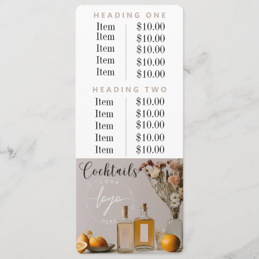 citrus | cocktails | Boho Flowers | Prijsstelling Menu (Voorkant)