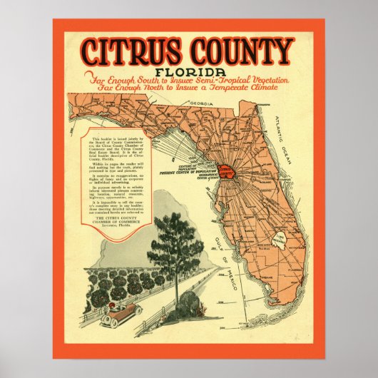 Citrus County Florida Vintage Poster (Voorkant)