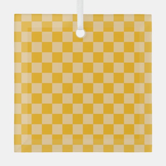 Citrus cream checkered board pattern glas ornament (Voorkant)