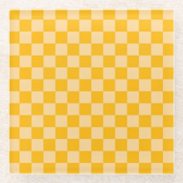 Citrus cream checkered board pattern glazen onderzetter