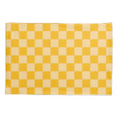 Citrus cream checkered board pattern kussensloop (Achterkant-Links)