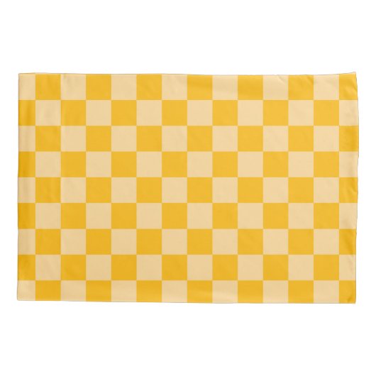 Citrus cream checkered board pattern kussensloop (Achterkant-Links)