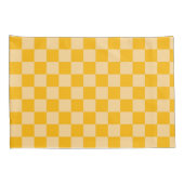 Citrus cream checkered board pattern kussensloop (Achterkant-Rechts)