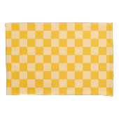 Citrus cream checkered board pattern kussensloop (Voorkant-Links)