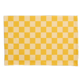 Citrus cream checkered board pattern kussensloop