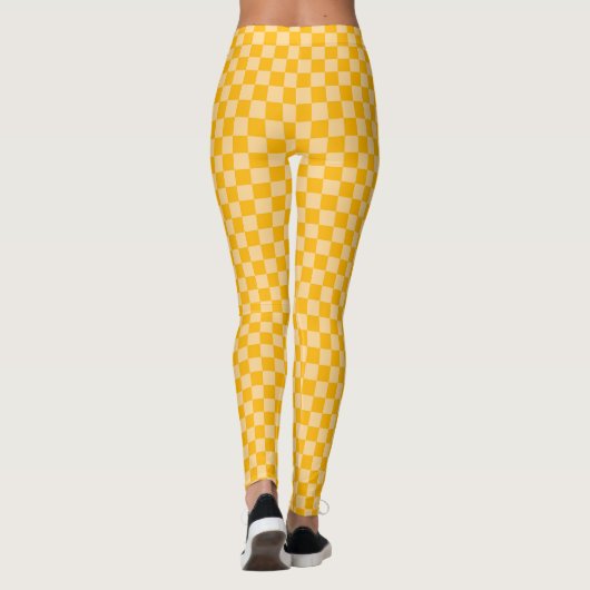 Citrus cream checkered board pattern leggings (Achterkant)