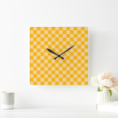 Citrus cream checkered board pattern vierkante klok (Huis)