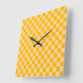 Citrus cream checkered board pattern vierkante klok (Hoek)