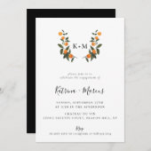Citrus Crest Monogram Engagement Party Kaart (Voorkant / Achterkant)