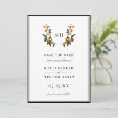 Citrus Crest Monogram Save The Date (Staand voorkant)