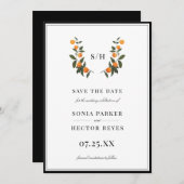 Citrus Crest Monogram Save The Date (Voorkant / Achterkant)
