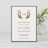 Citrus Crest Monogram Save The Date (Staand voorkant)