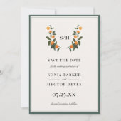 Citrus Crest Monogram Save The Date (Voorkant)