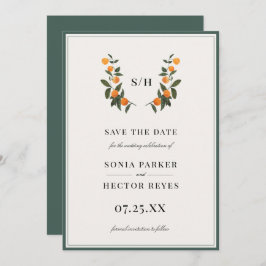 Citrus Crest Monogram Save The Date