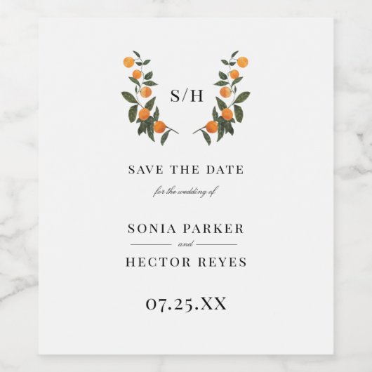 Citrus Crest Monogram Wijn Etiket (Enkel label)