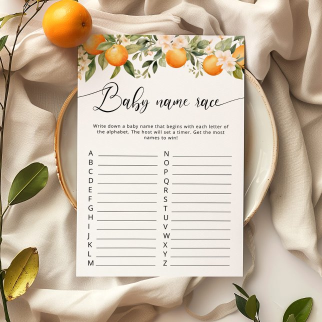 Citrus cutie baby naam race baby shower spel (Creator heeft geüpload)