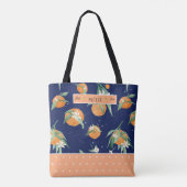 Citrus Cutie Oranje Floral Navy Best Moeder Ever Tote Bag (Achterkant)