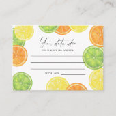 Citrus - Date night ideeën Datum jar Informatiekaartje (Voorkant)