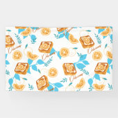 Citrus Delight gebak en bladeren dessert patroon Spandoek (Horizontaal)