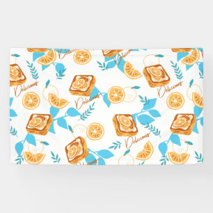 Citrus Delight gebak en bladeren dessert patroon Spandoek